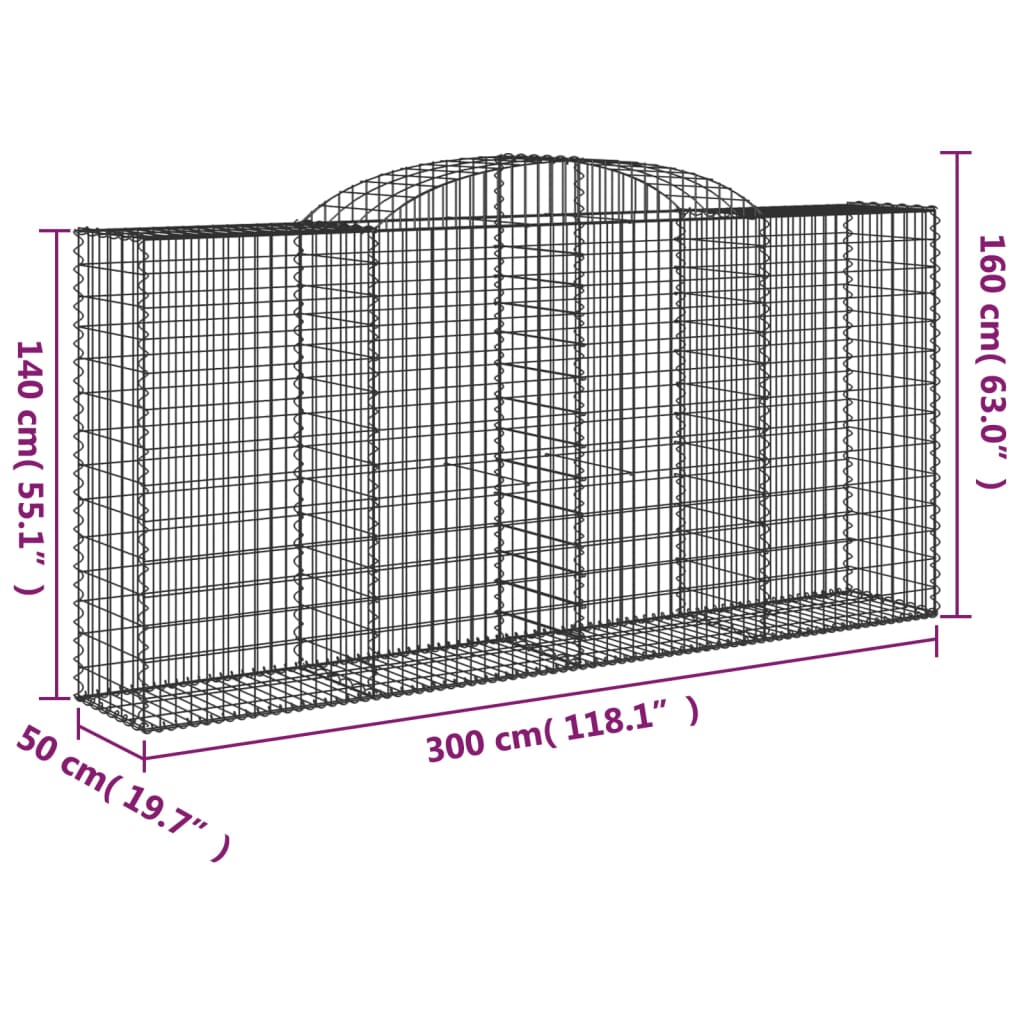 Cesti Gabbioni ad Arco 11 pz 300x50x140/160 cm Ferro Zincato | homemem39