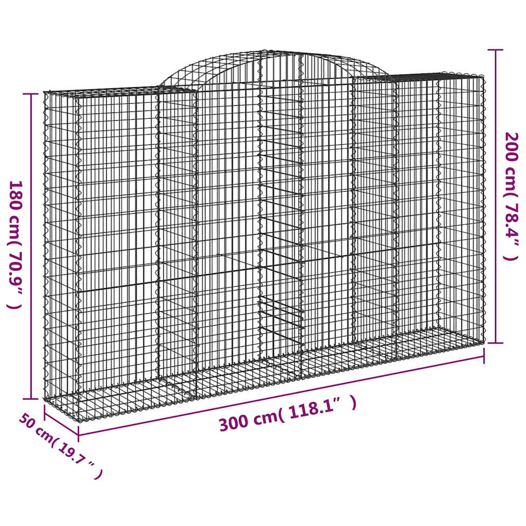 Cesti Gabbioni ad Arco 15 pz 300x50x180/200 cm Ferro Zincato | homemem39