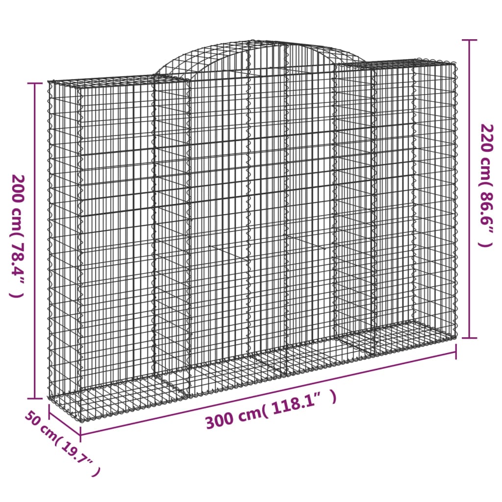 Cesti Gabbioni ad Arco 9 pz 300x50x200/220 cm Ferro Zincato | homemem39