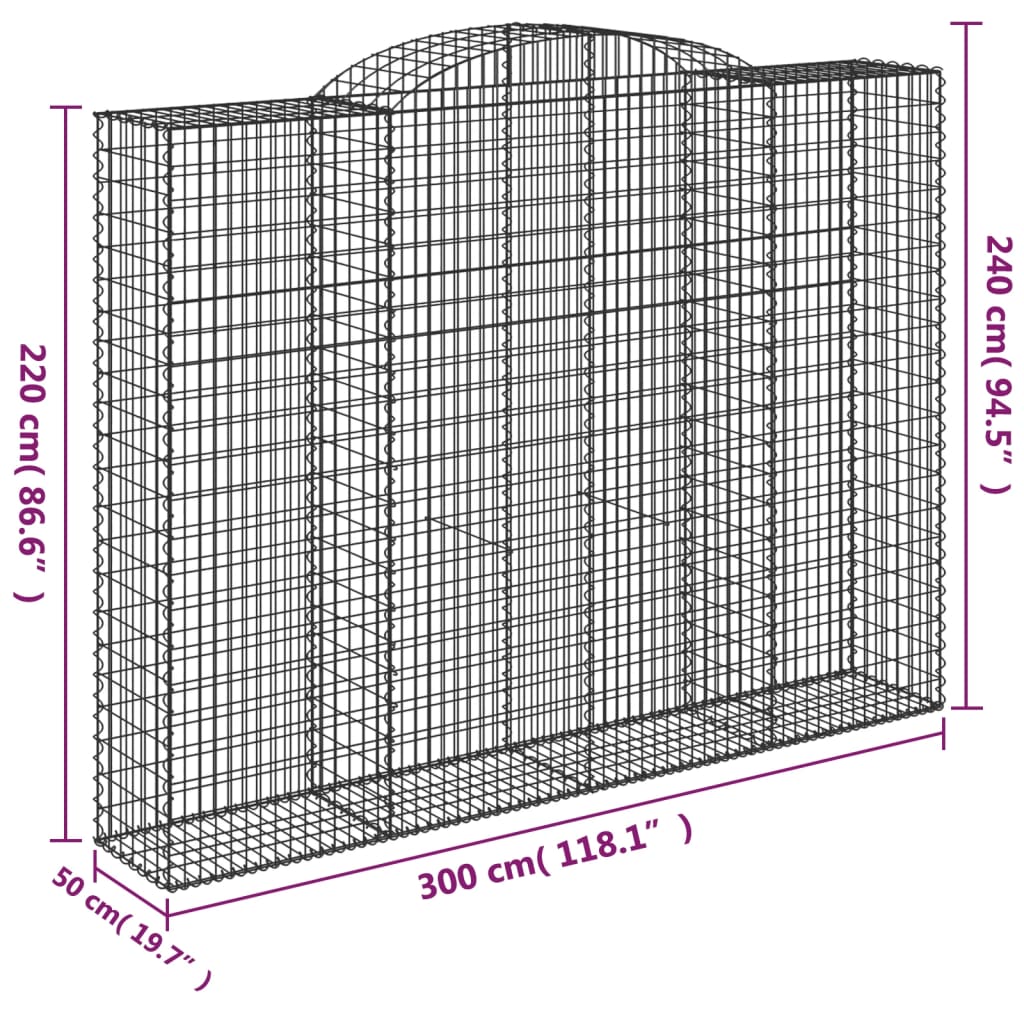 Cesti Gabbioni ad Arco 7 pz 300x50x220/240 cm Ferro Zincato | homemem39