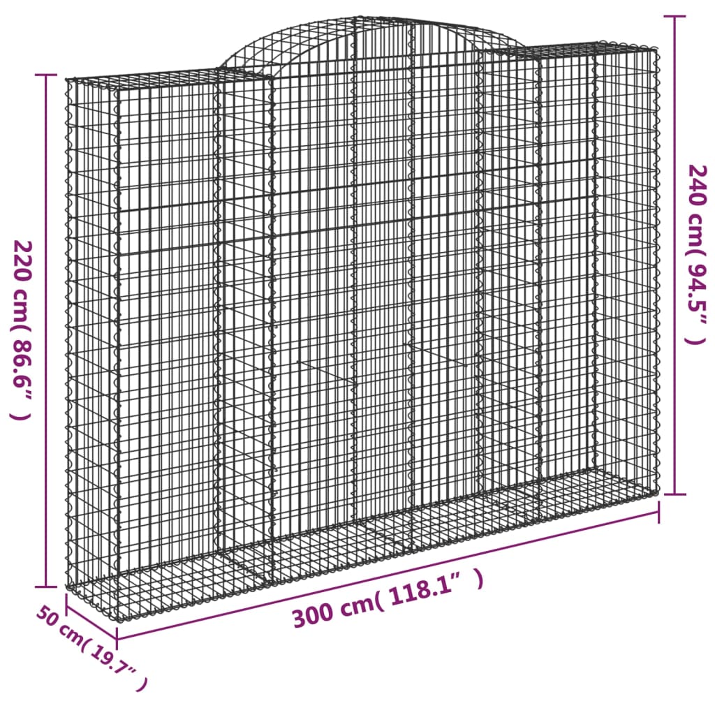 Cesti Gabbioni ad Arco 15 pz 300x50x220/240 cm Ferro Zincato