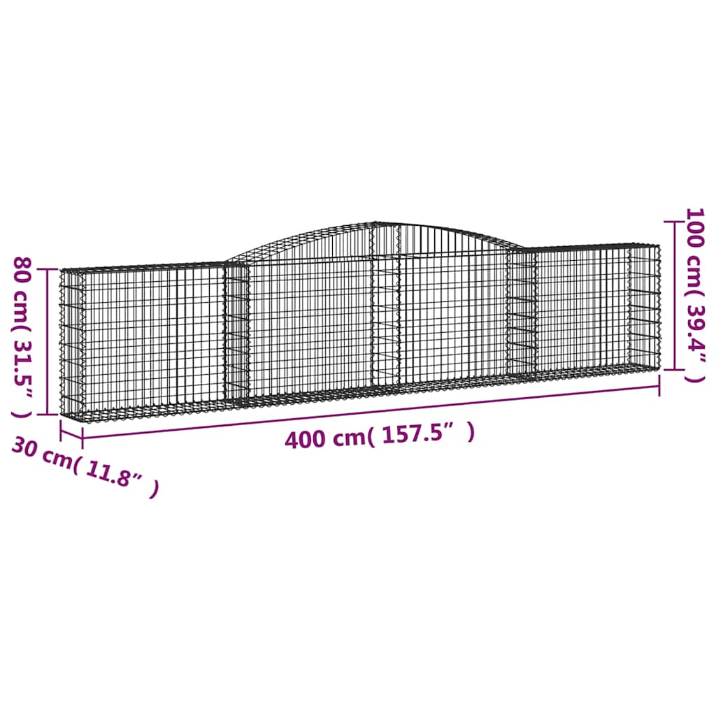 Cesti Gabbioni ad Arco 20 pz 400x30x80/100 cm Ferro Zincato | homemem39