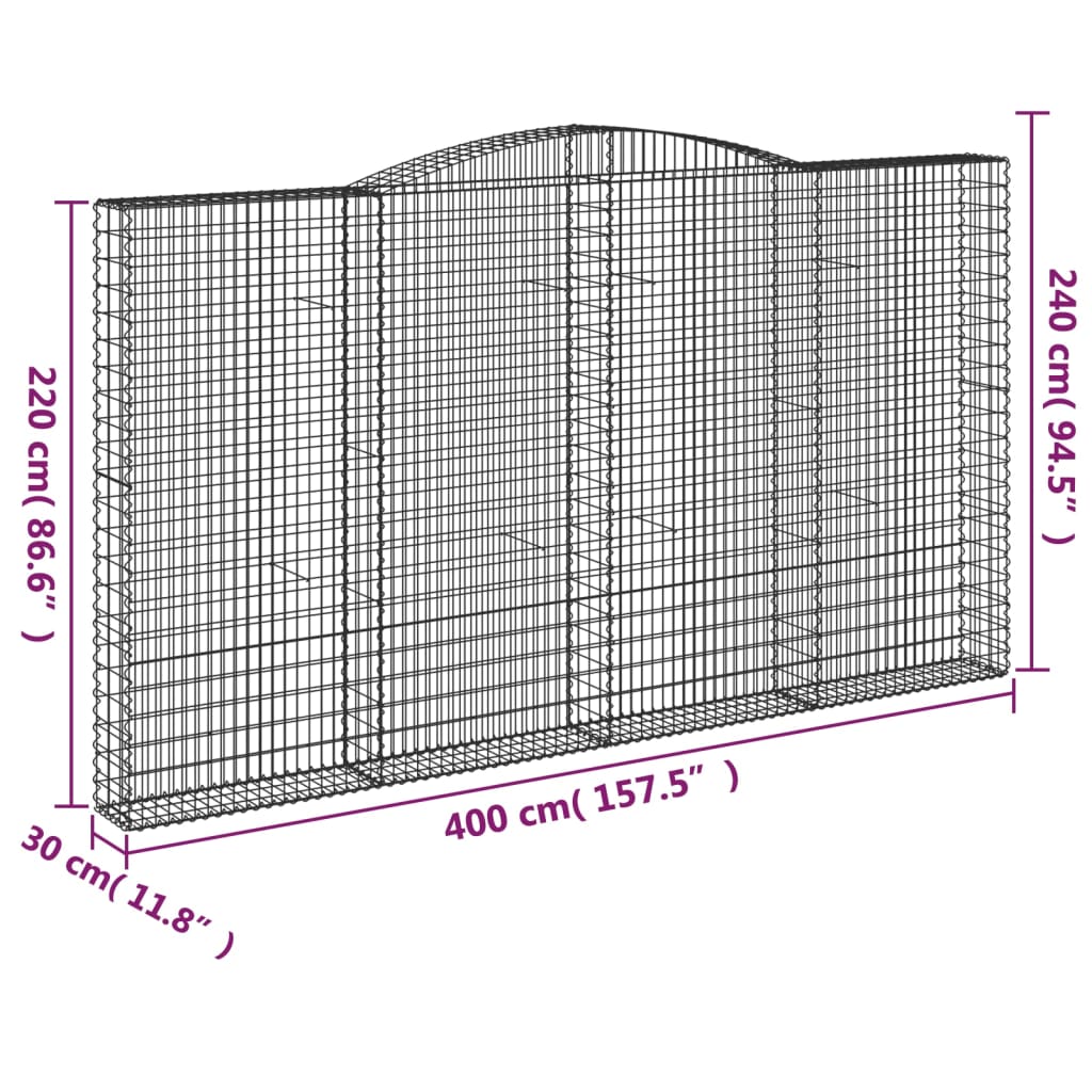 Cesti Gabbioni ad Arco 5 pz 400x30x220/240 cm Ferro Zincato | homemem39