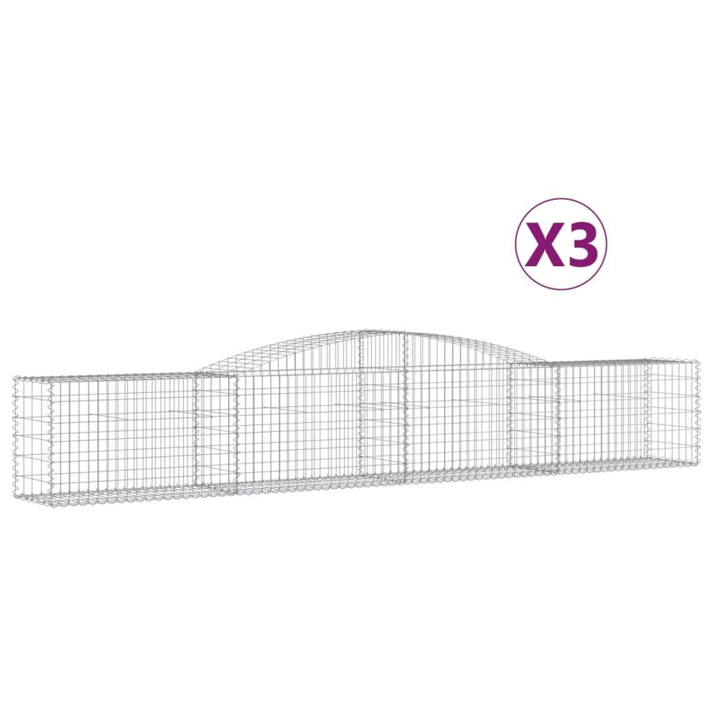 Cesti Gabbioni ad Arco 3 pz 400x50x60/80 cm Ferro Zincato - homemem39
