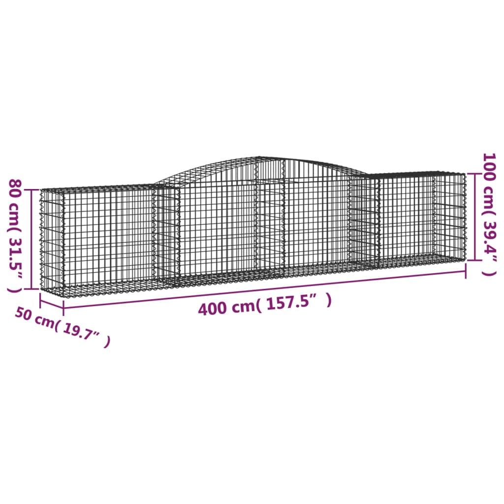 Cesti Gabbioni ad Arco 4 pz 400x50x80/100 cm Ferro Zincato | homemem39