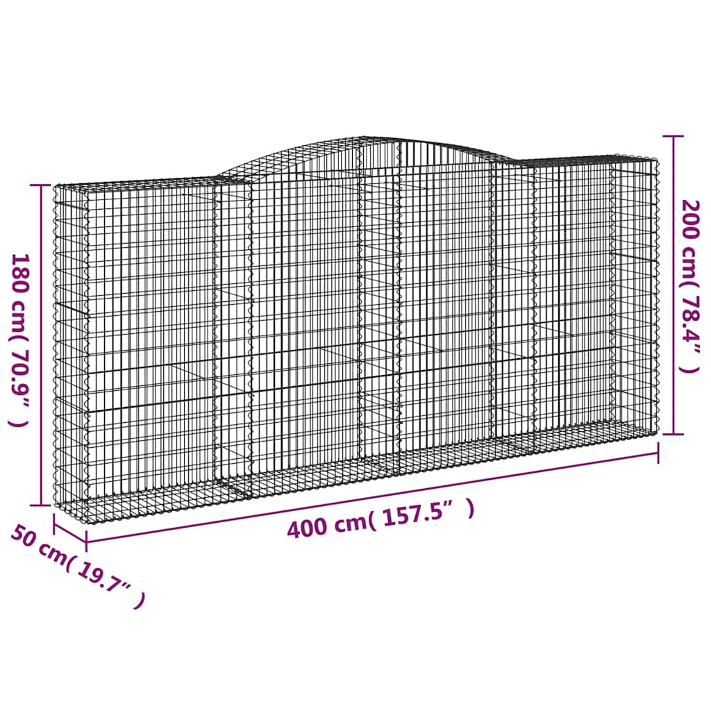 Cesti Gabbioni ad Arco 10 pz 400x50x180/200 cm Ferro Zincato | homemem39