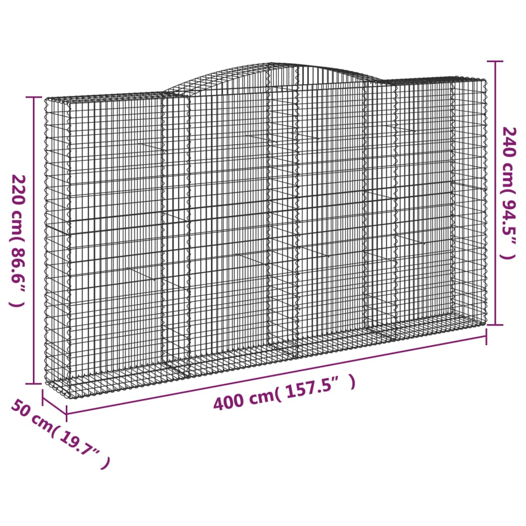 Cesti Gabbioni ad Arco 10 pz 400x50x220/240 cm Ferro Zincato - homemem39