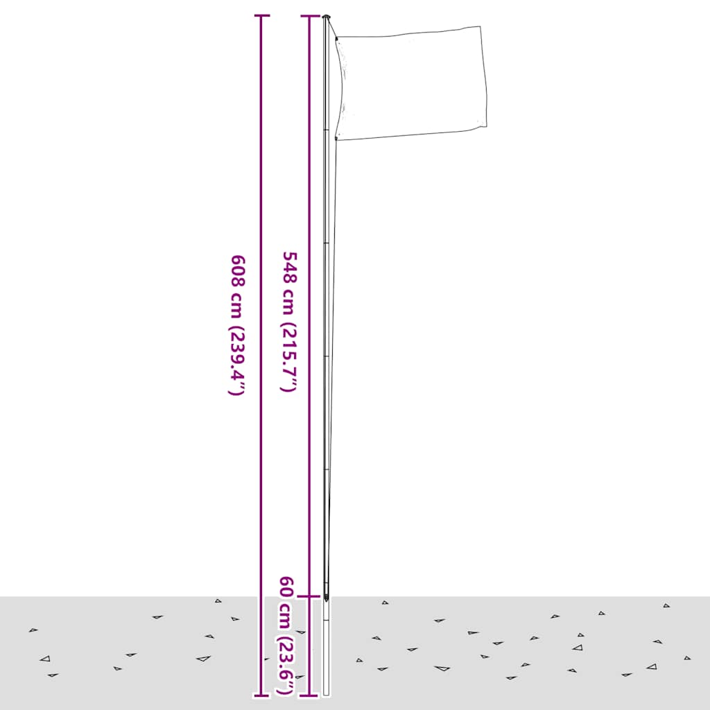 Asta e Bandiera Belgio 6,08 m Alluminio | homemem39