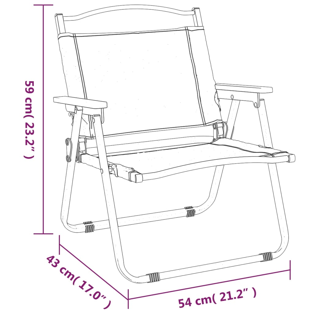 Sedie da Campeggio 2 pz Nere 54x43x59 cm Tessuto Oxford - homemem39
