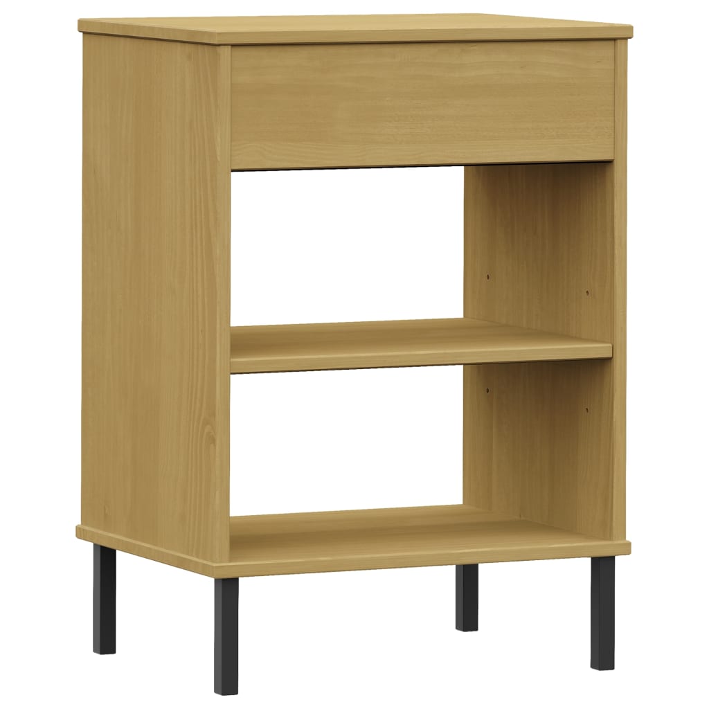 Mobile Consolle Gambe Metallo Marrone Legno Massello Pino OSLO - homemem39