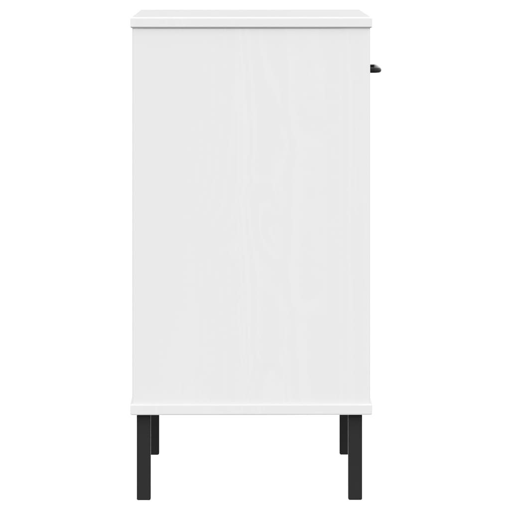 Mobile Consolle Gambe Metallo Bianco Legno Massello Pino OSLO - homemem39