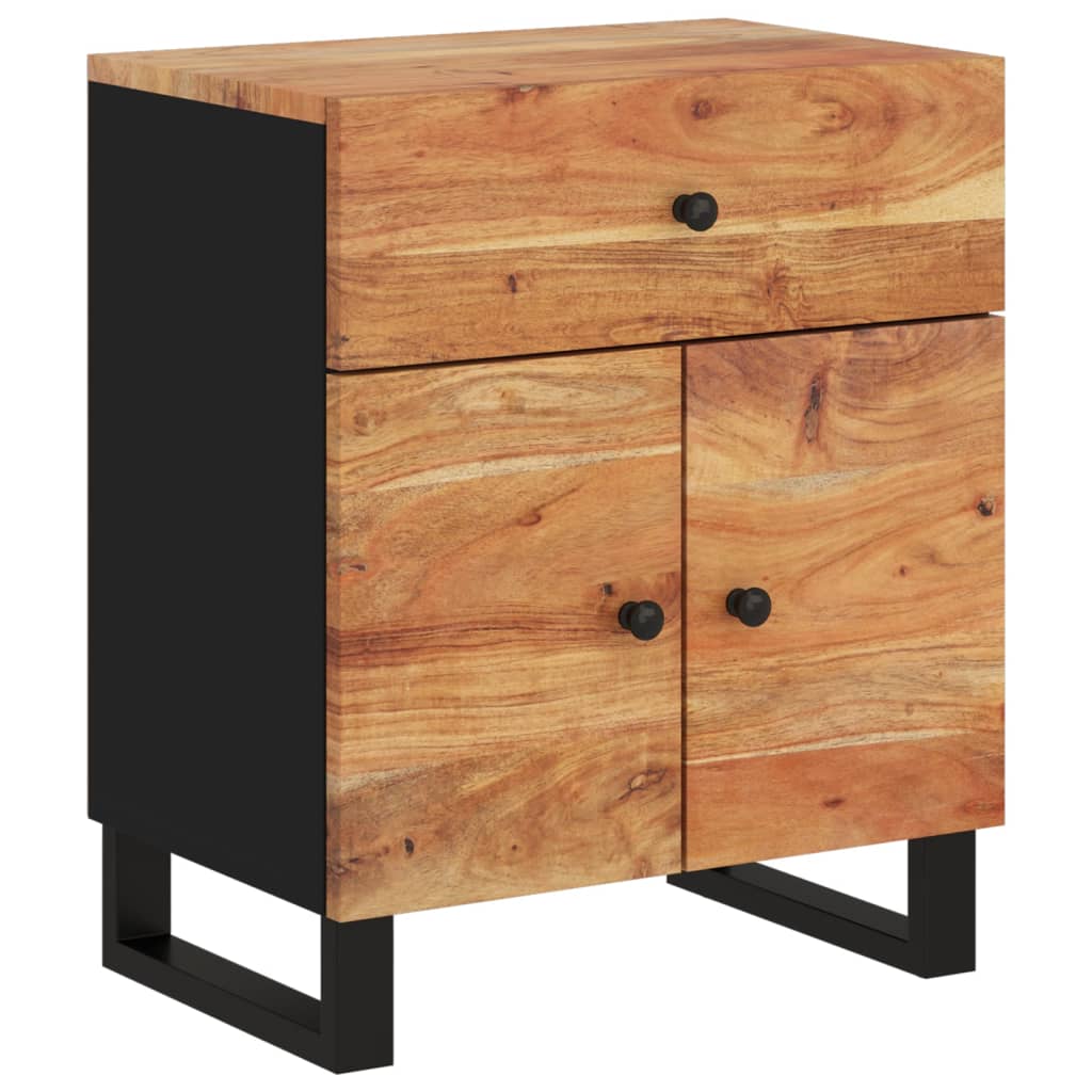 Comodino 50x33x60 cm Legno Massello Acacia e Legno Multistrato - homemem39