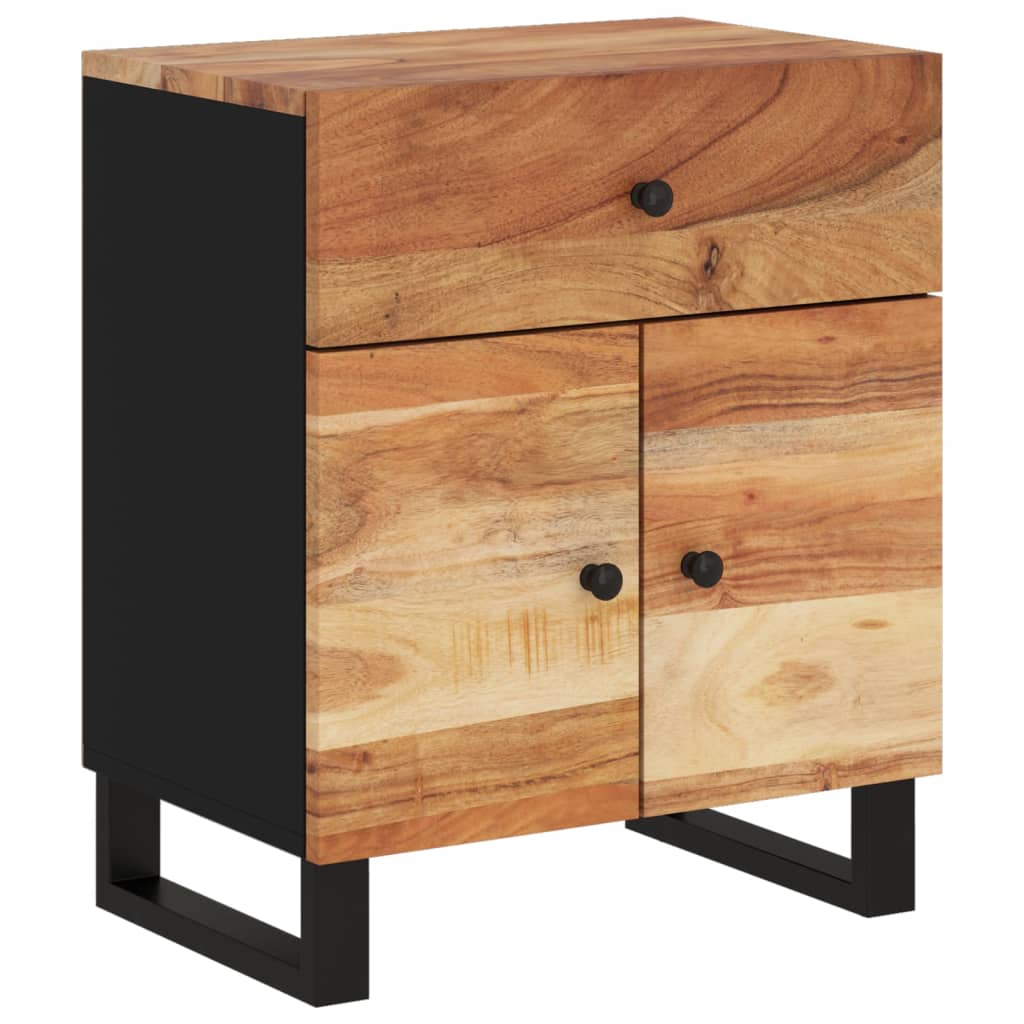 Comodino 50x33x60 cm Legno Massello Acacia e Legno Multistrato - homemem39