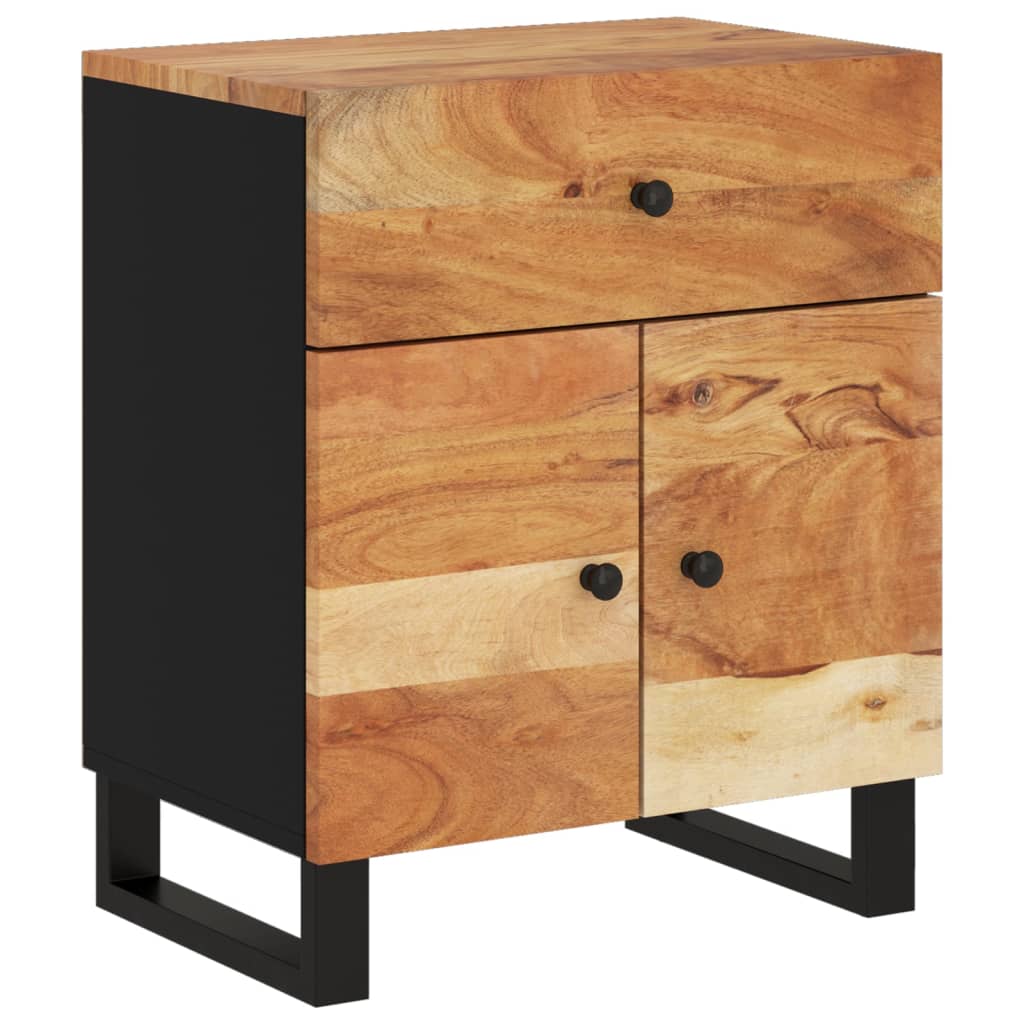 Comodino 50x33x60 cm Legno Massello Acacia e Legno Multistrato - homemem39