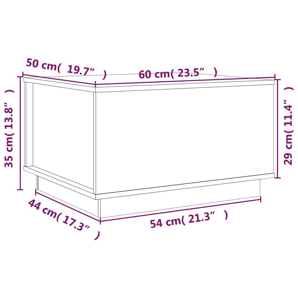 Tavolino da Salotto ambra 60x50x35 cm in Legno Massello di Pino