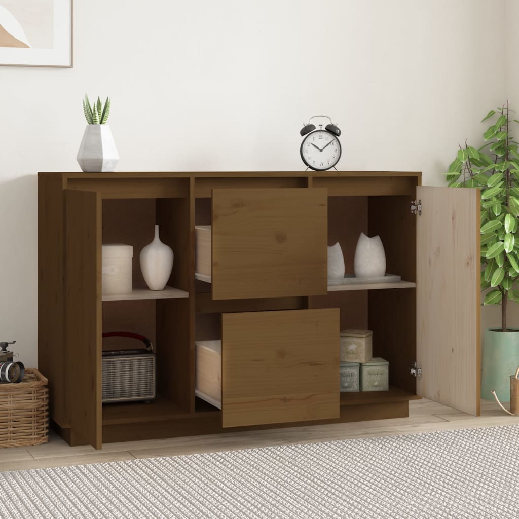 Credenza Marrone ambra 111x34x75 cm in Legno Massello di Pino - homemem39
