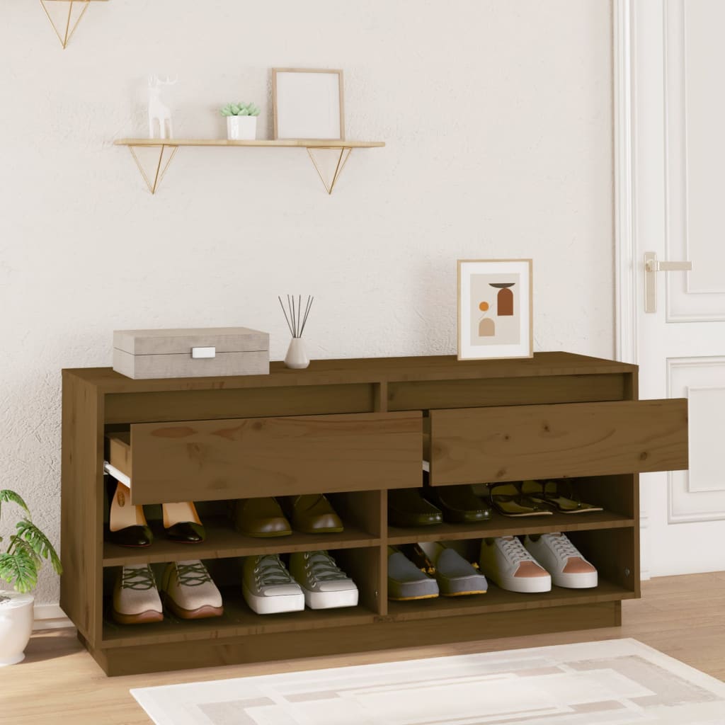 Scarpiera ambra 110x34x52 cm in Legno Massello di Pino - homemem39