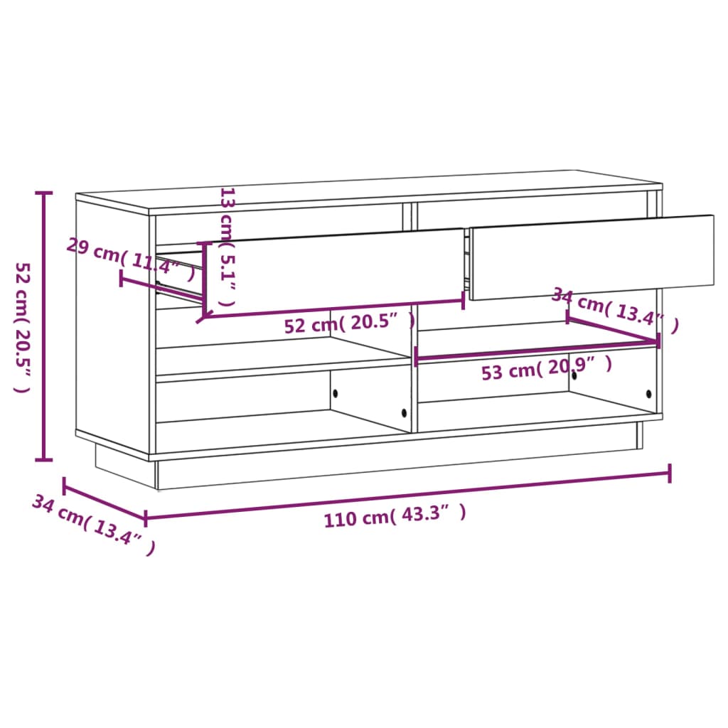 Scarpiera ambra 110x34x52 cm in Legno Massello di Pino - homemem39