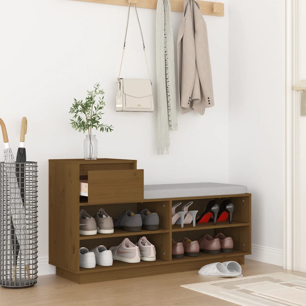 Scarpiera ambra 110x34x61 cm in Legno Massello di Pino - homemem39