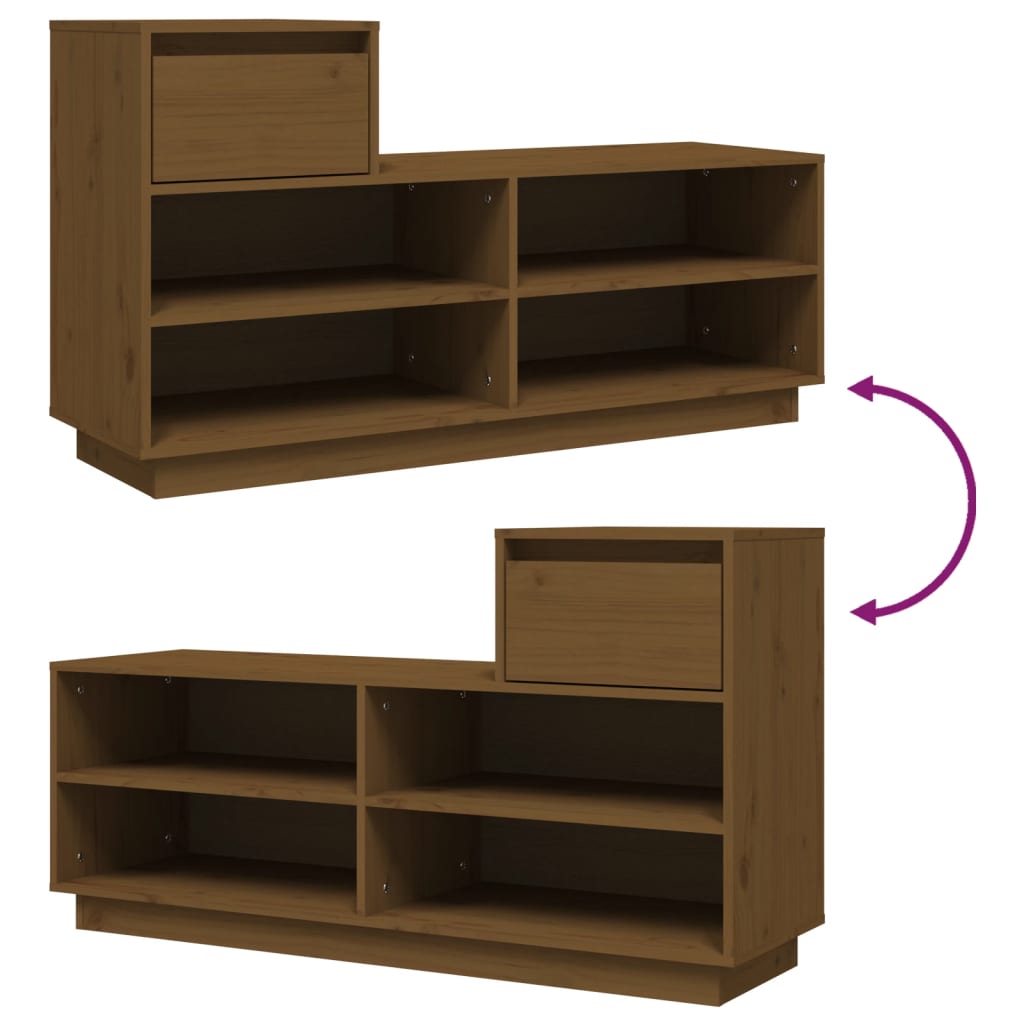 Scarpiera ambra 110x34x61 cm in Legno Massello di Pino - homemem39