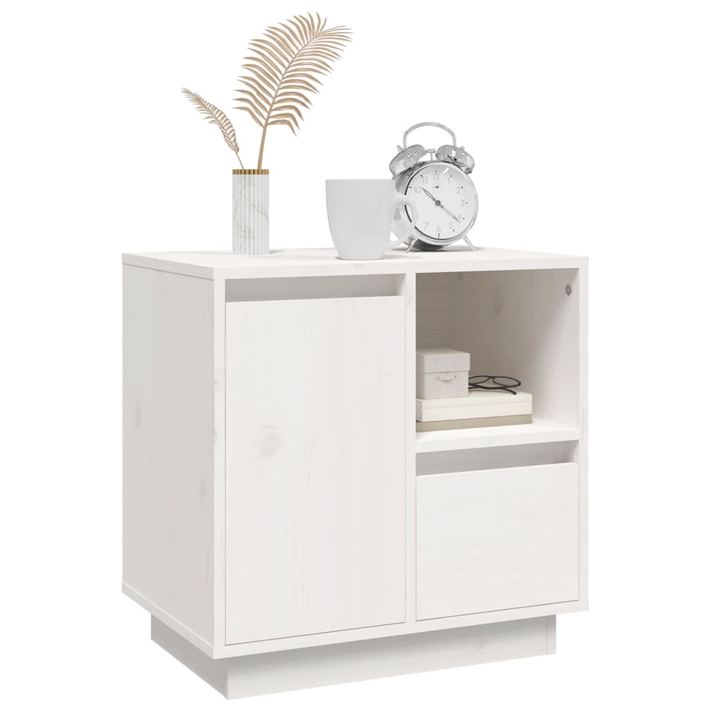 Comodini 2 pz Bianco 50x34x50 cm in Legno Massello di Pino - homemem39