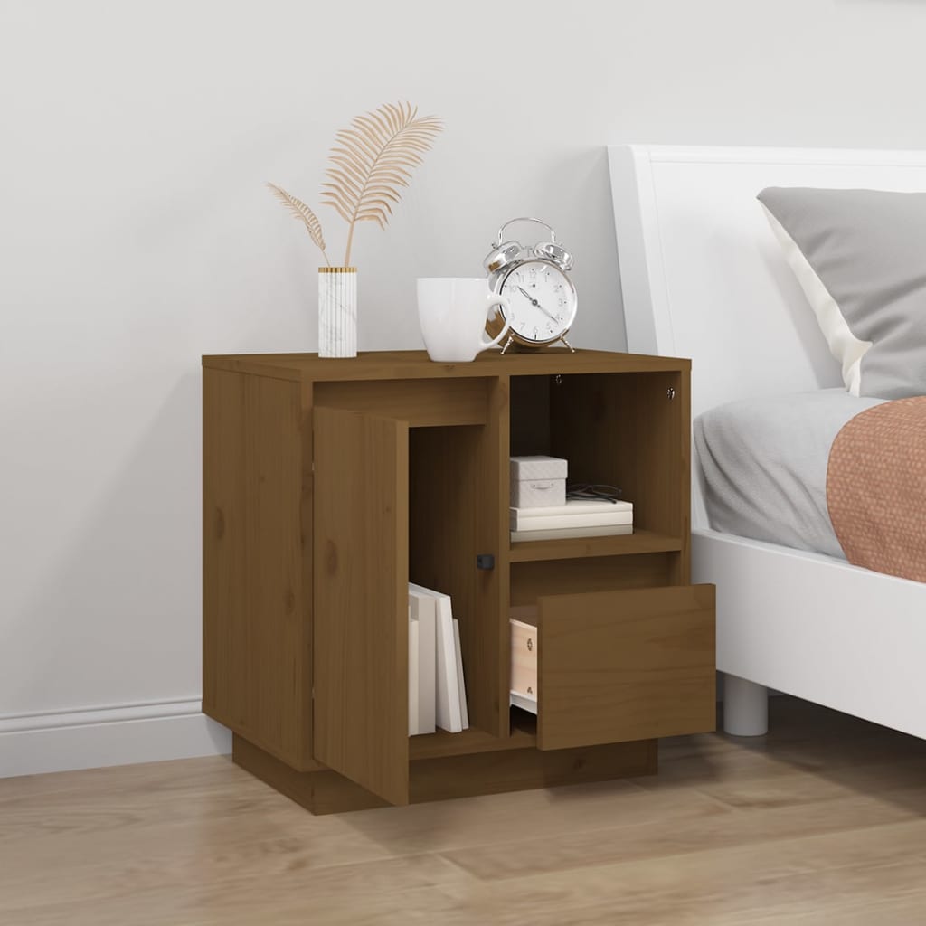 Comodino ambra 50x34x50 cm in Legno Massello di Pino - homemem39