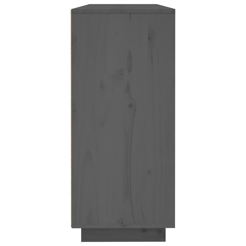 Credenza Grigia 120x35x80 cm in Legno Massello di Pino - homemem39