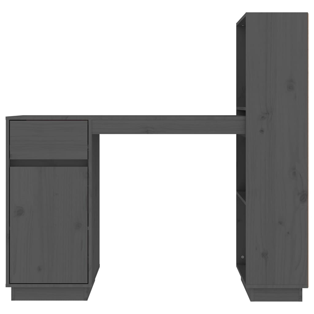 Scrivania Grigia 110x53x117 cm in Legno Massello di Pino - homemem39