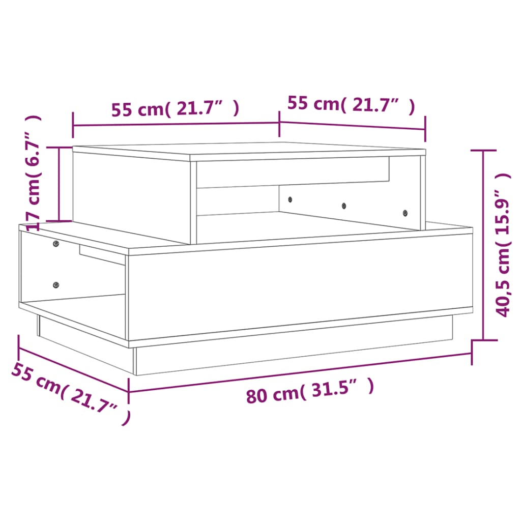 Tavolino da Salotto ambra 80x55x40,5 cm Legno Massello di Pino | homemem39