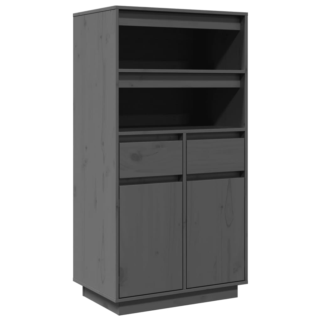 Credenza Grigia 60x40x116,5 cm in Legno Massello di Pino - homemem39
