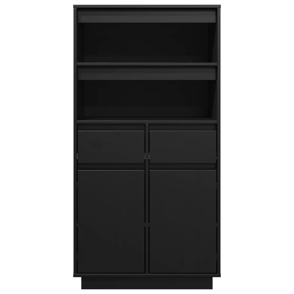 Credenza Nera 60x40x116,5 cm in Legno Massello di Pino - homemem39