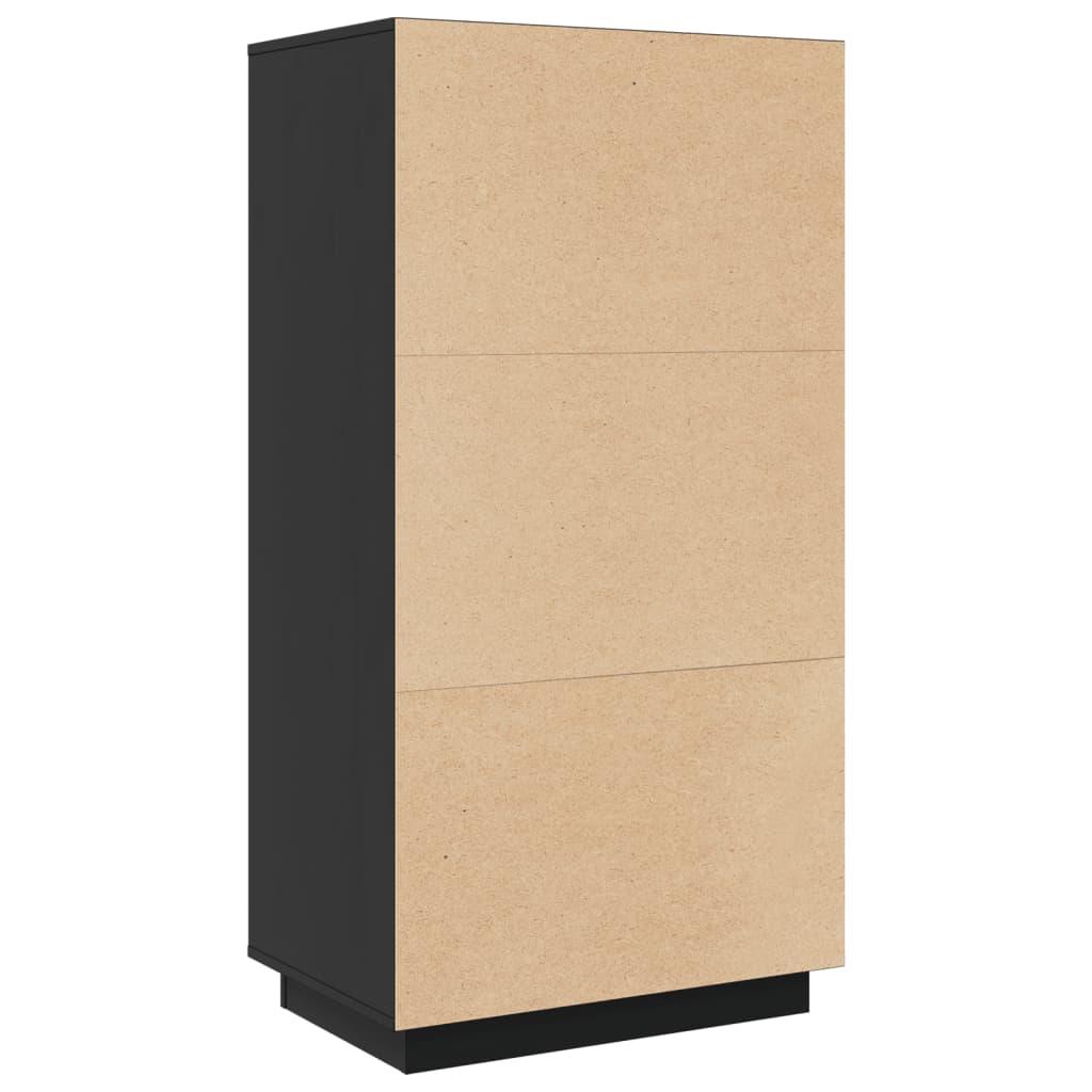 Credenza Nera 60x40x116,5 cm in Legno Massello di Pino - homemem39