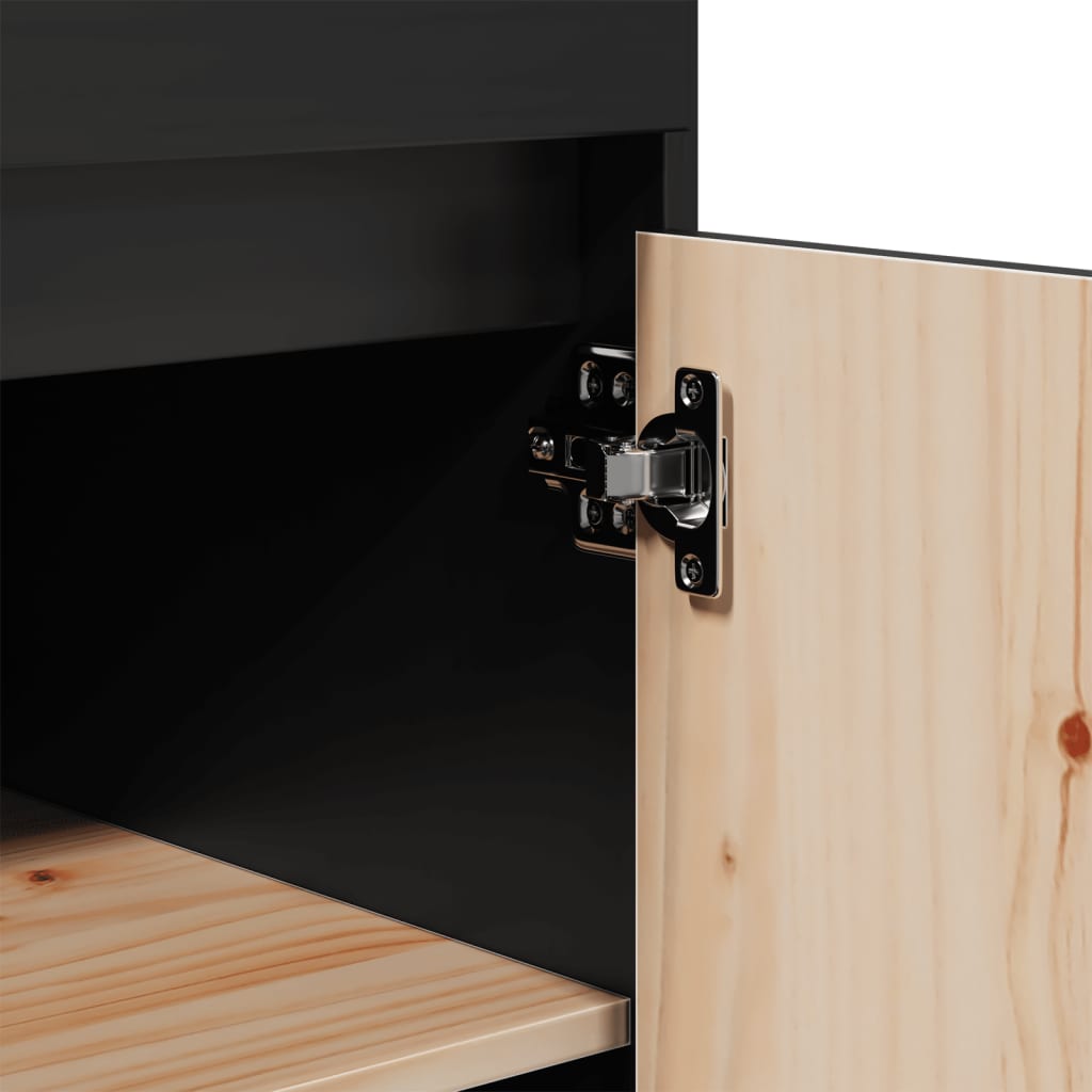 Credenza Nera 60x40x116,5 cm in Legno Massello di Pino - homemem39