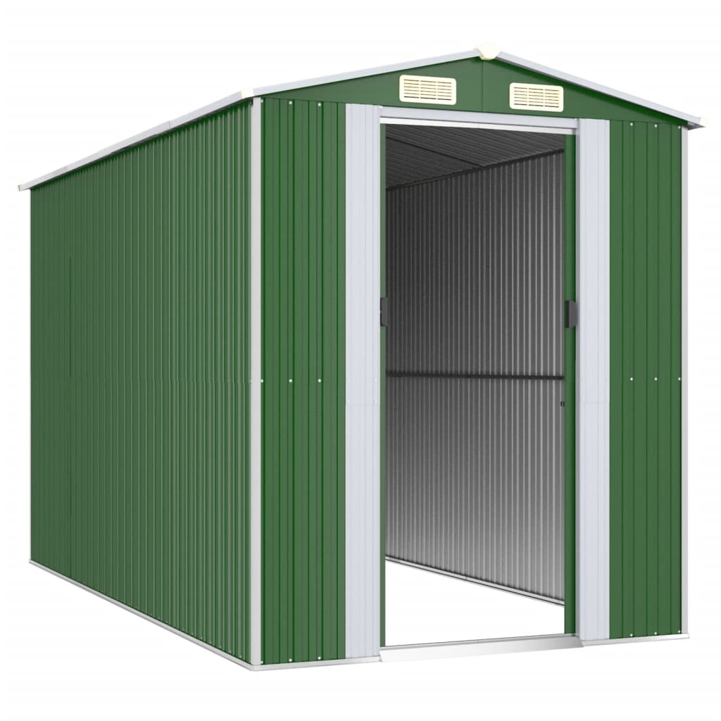 Capanno da Giardino Verde 192x357x223 cm Acciaio Zincato - homemem39