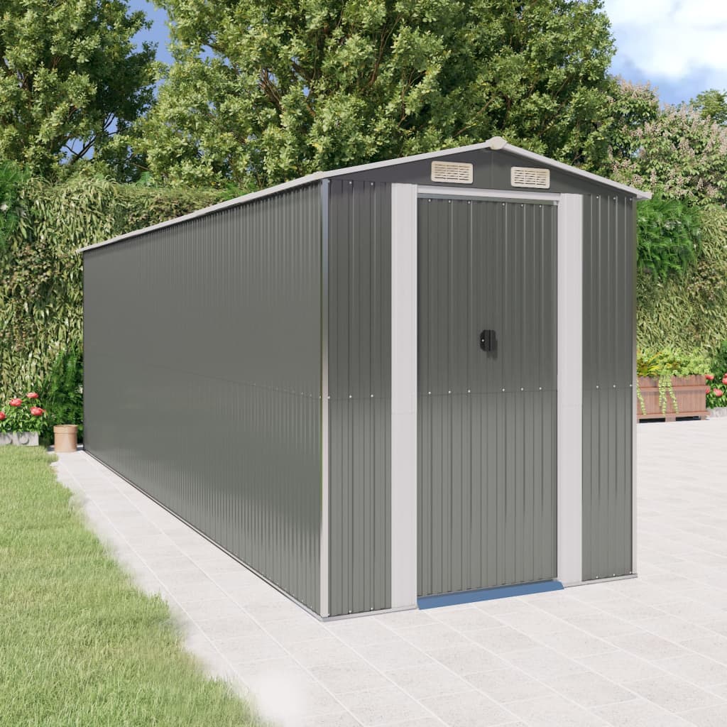 Capanno da Giardino Grigio Chiaro 192x606x223cm Acciaio Zincato - homemem39