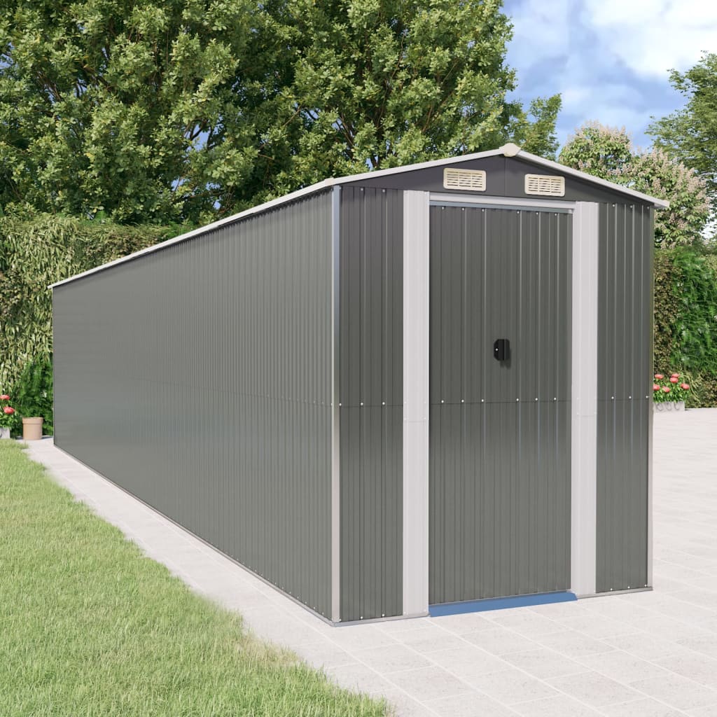 Capanno da Giardino Grigio Chiaro 192x938x223cm Acciaio Zincato - homemem39