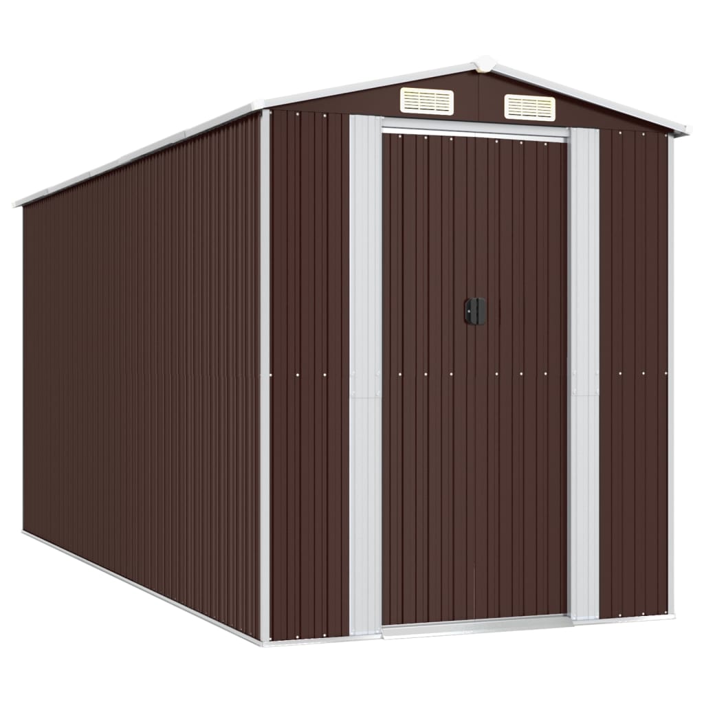 Capanno da Giardino Marrone Scuro 192x440x223cm Acciaio Zincato - homemem39