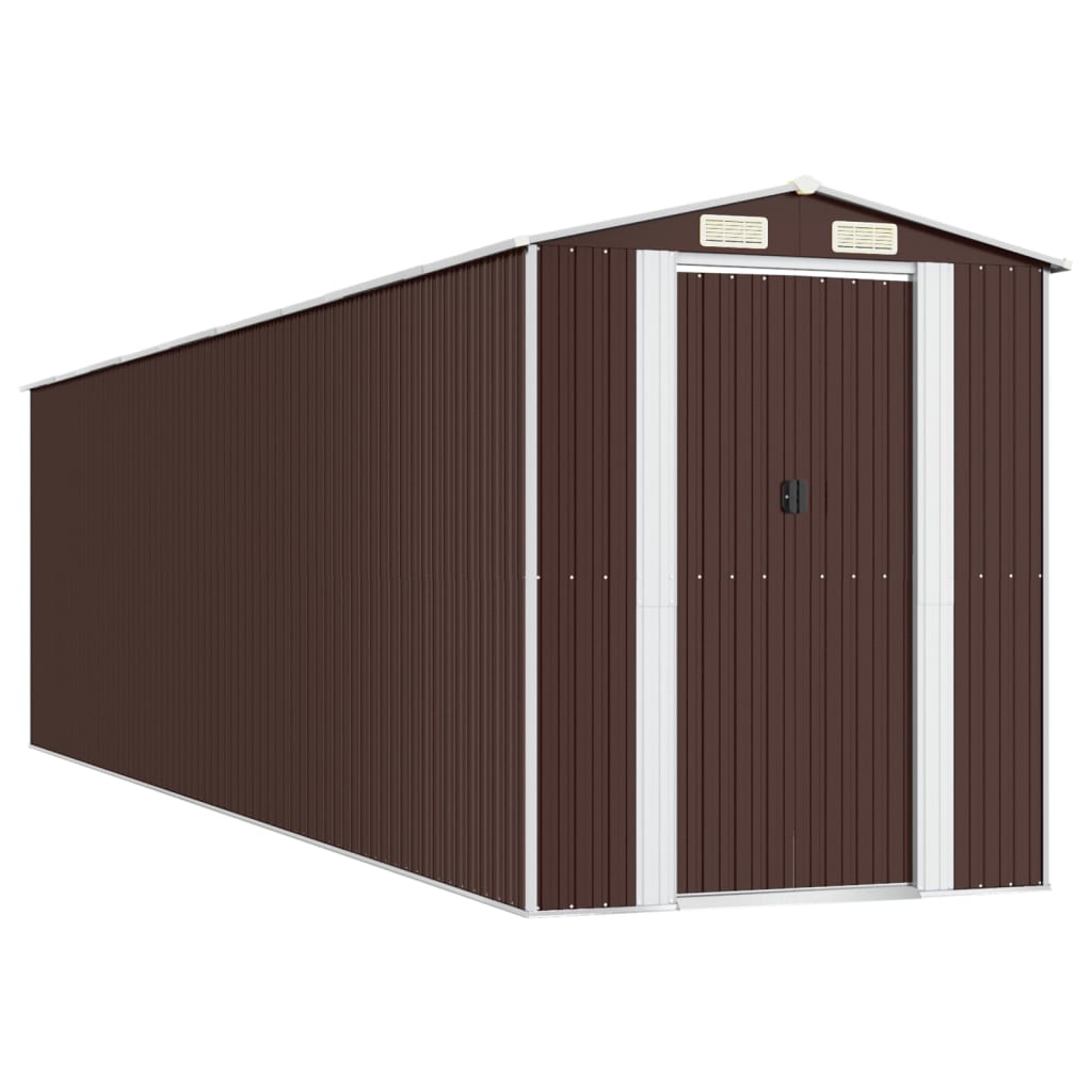 Capanno da Giardino Marrone Scuro 192x772x223cm Acciaio Zincato - homemem39