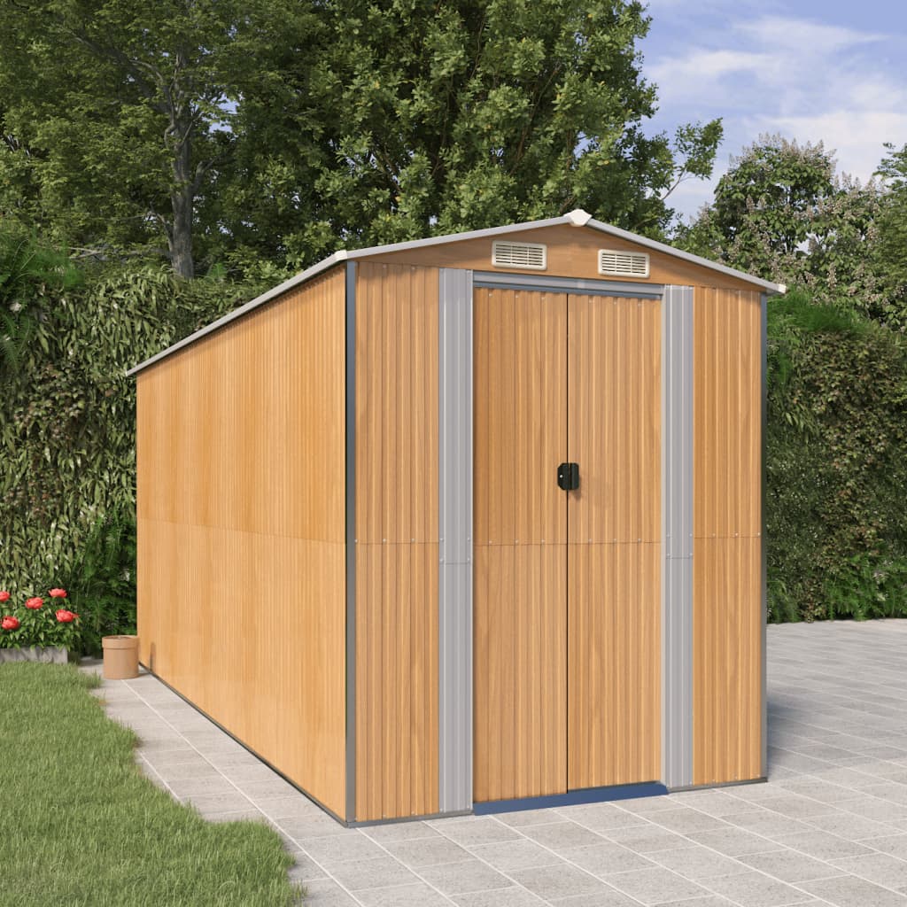 Capanno Giardino Marrone Chiaro 192x440x223 cm Acciaio Zincato - homemem39