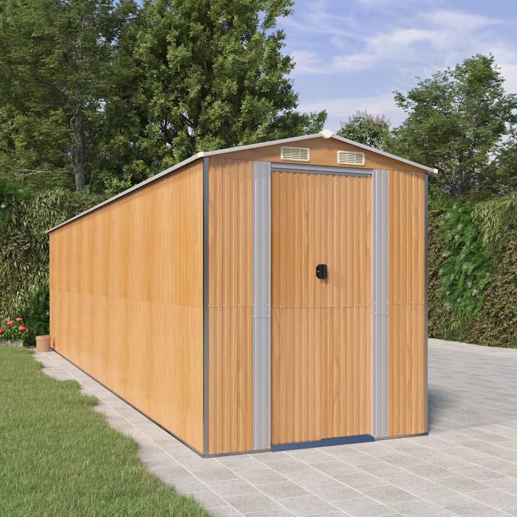 Capanno Giardino Marrone Chiaro 192x772x223 cm Acciaio Zincato - homemem39