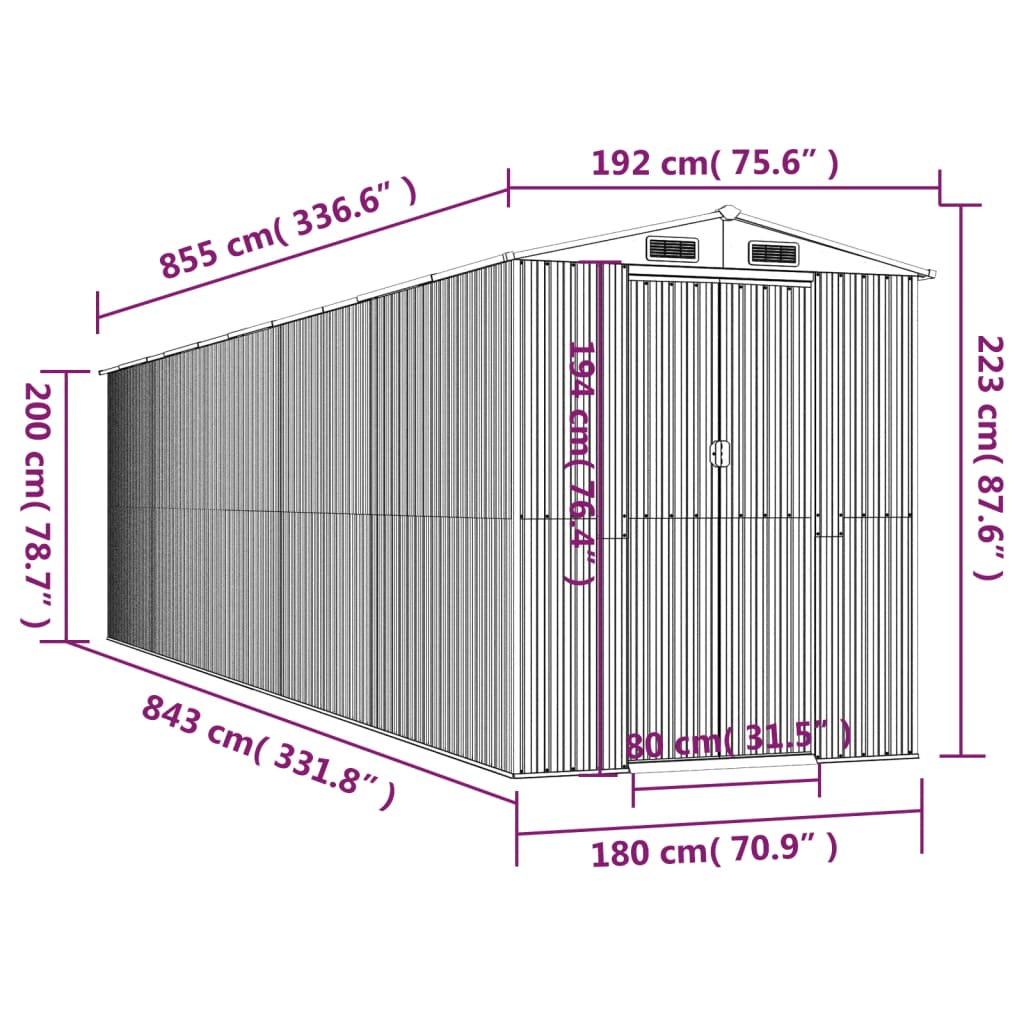 Capanno Giardino Marrone Chiaro 192x855x223 cm Acciaio Zincato - homemem39