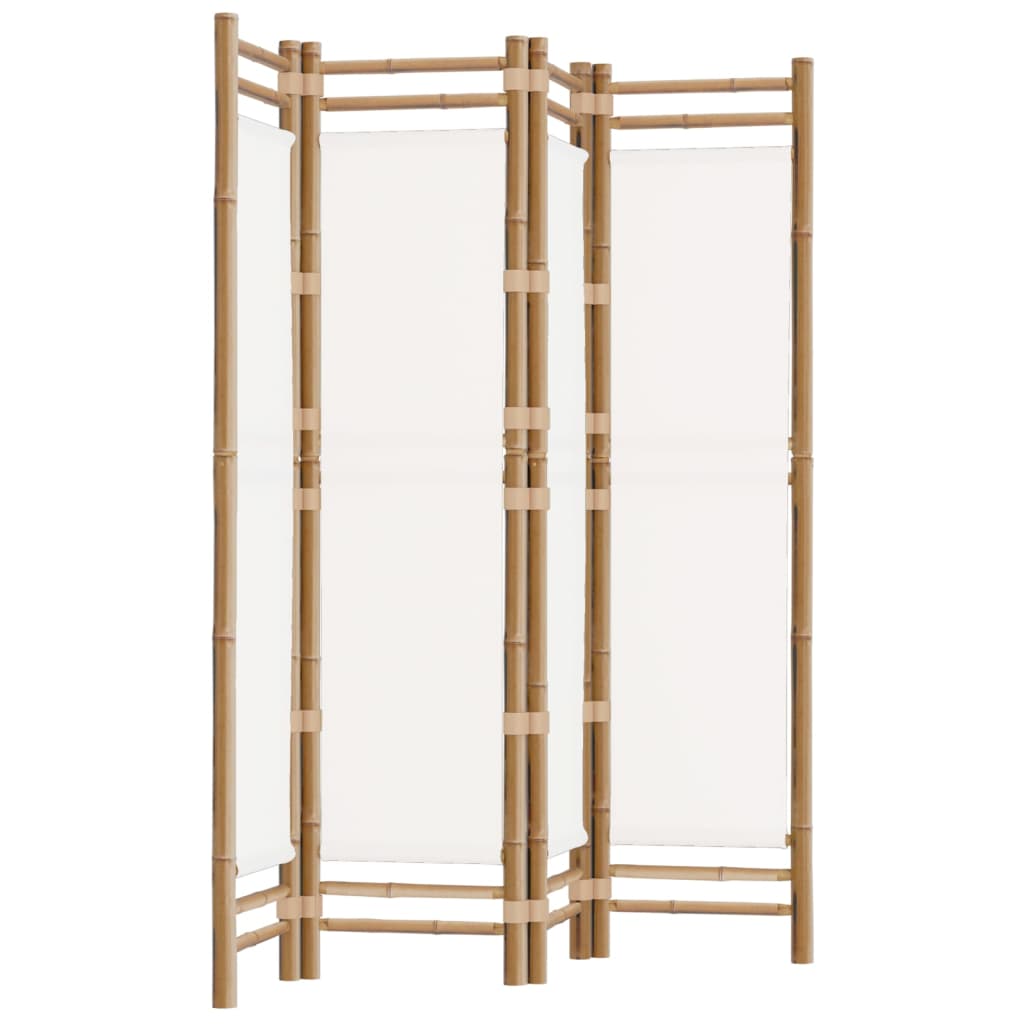 Divisorio Ambienti 4 Pannelli Pieghevole 160 cm Bambù e Tela - homemem39