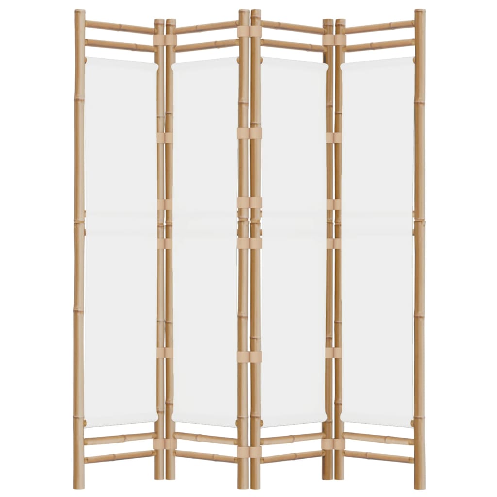 Divisorio Ambienti 4 Pannelli Pieghevole 160 cm Bambù e Tela - homemem39