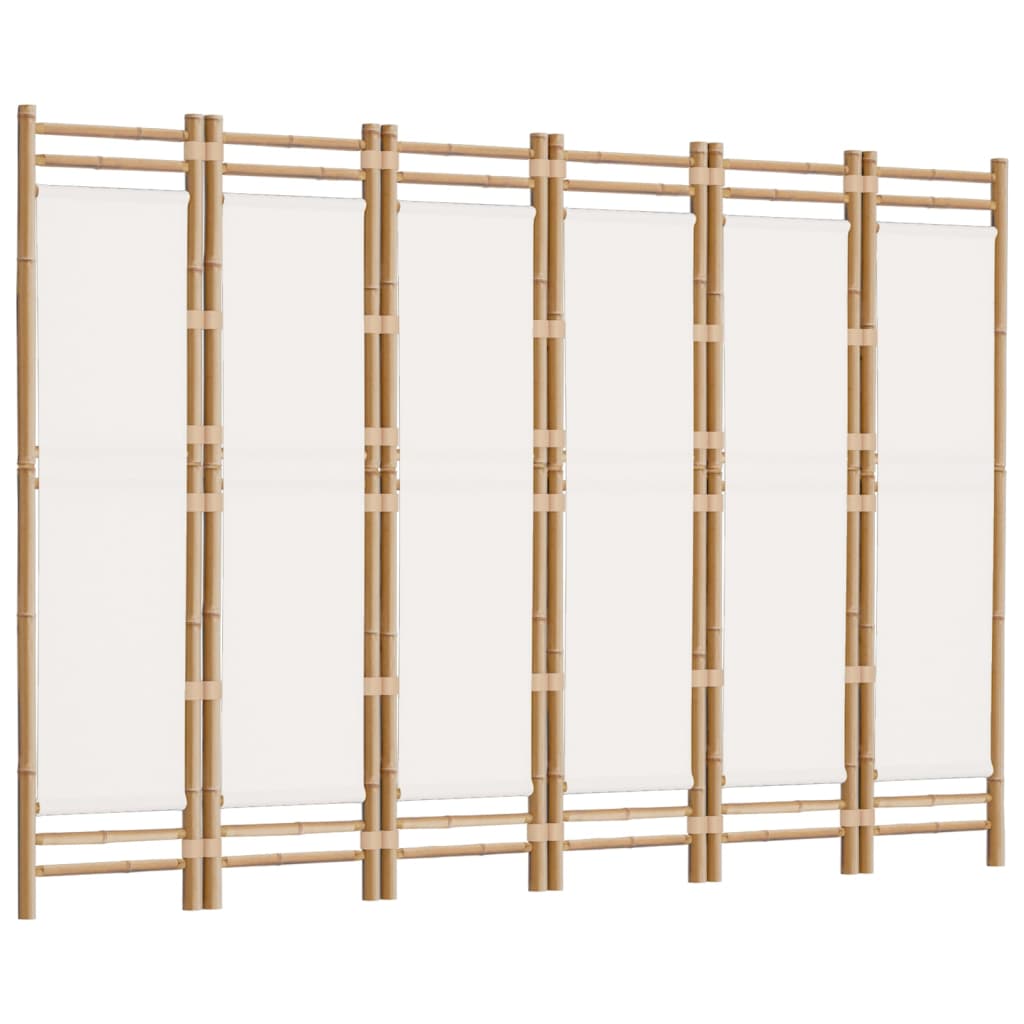 Divisorio Ambienti 6 Pannelli Pieghevole 240 cm Bambù e Tela - homemem39