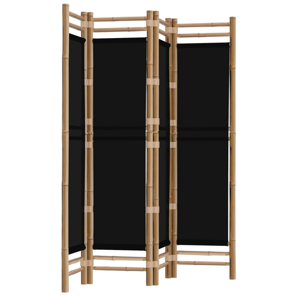 Divisorio Ambienti 4 Pannelli Pieghevole 160 cm Bambù e Tela - homemem39