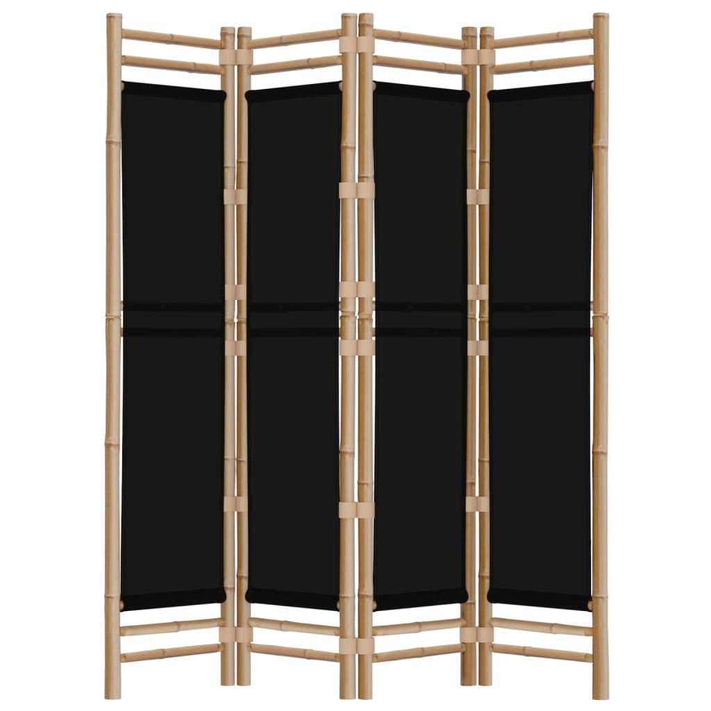 Divisorio Ambienti 4 Pannelli Pieghevole 160 cm Bambù e Tela - homemem39