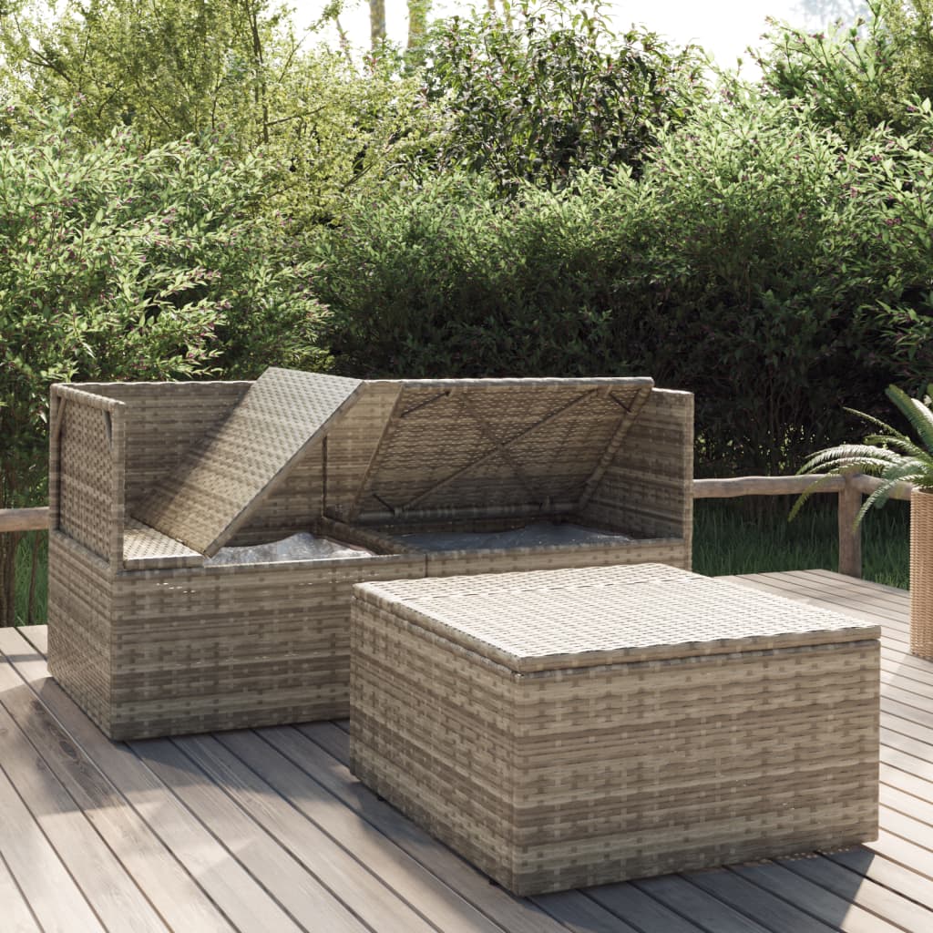 Set Divani da Giardino 3 pz con Cuscini in Polyrattan Grigio - homemem39