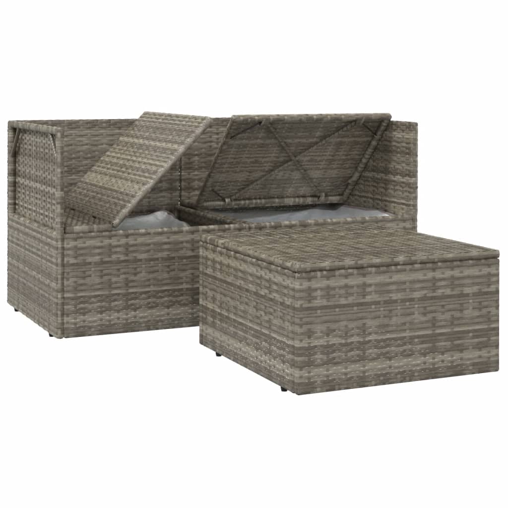 Set Divani da Giardino 3 pz con Cuscini in Polyrattan Grigio - homemem39