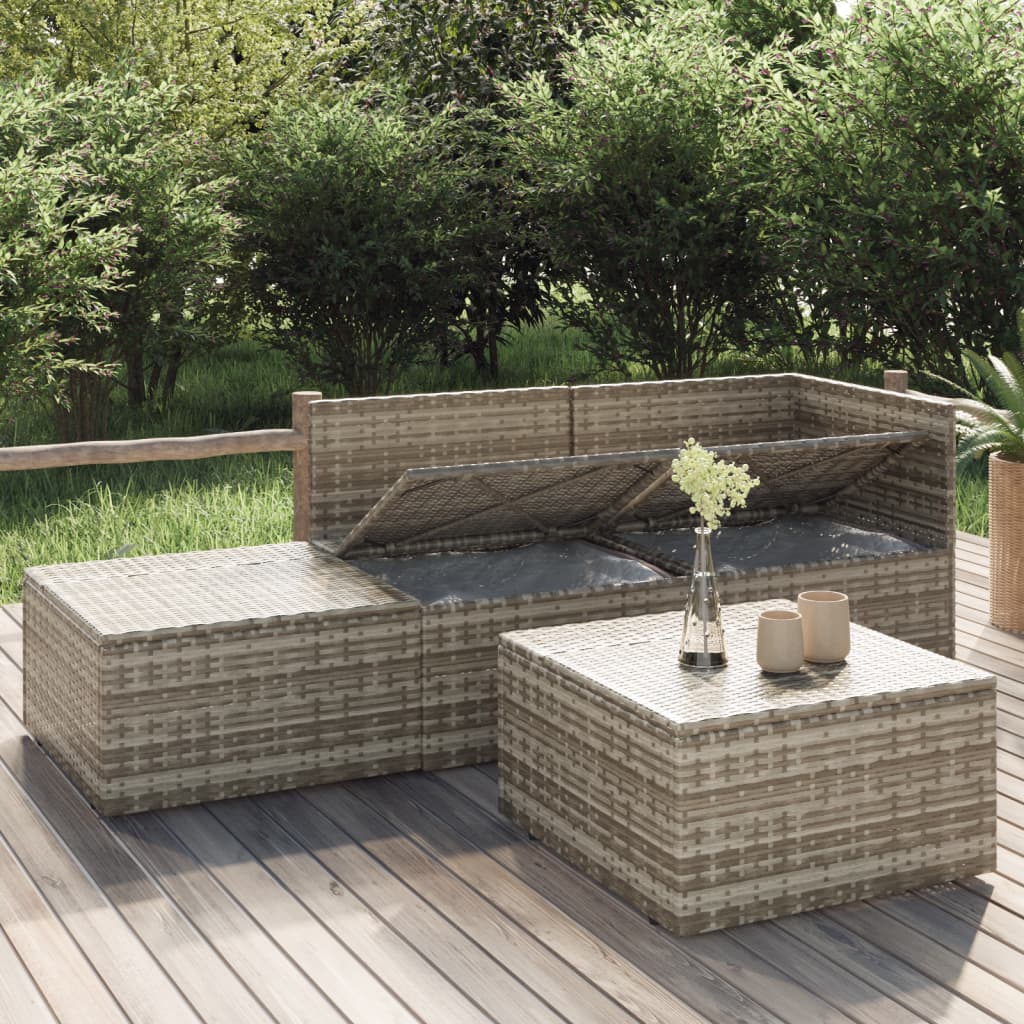 Set Divani da Giardino 4 pz con Cuscini in Polyrattan Grigio - homemem39