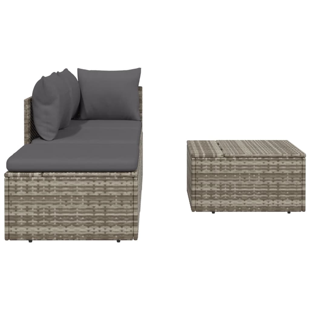 Set Divani da Giardino 4 pz con Cuscini in Polyrattan Grigio - homemem39